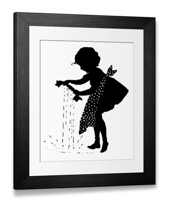 Framed Print : Girl wringing out washing Framed Print : Girl wringing out washing