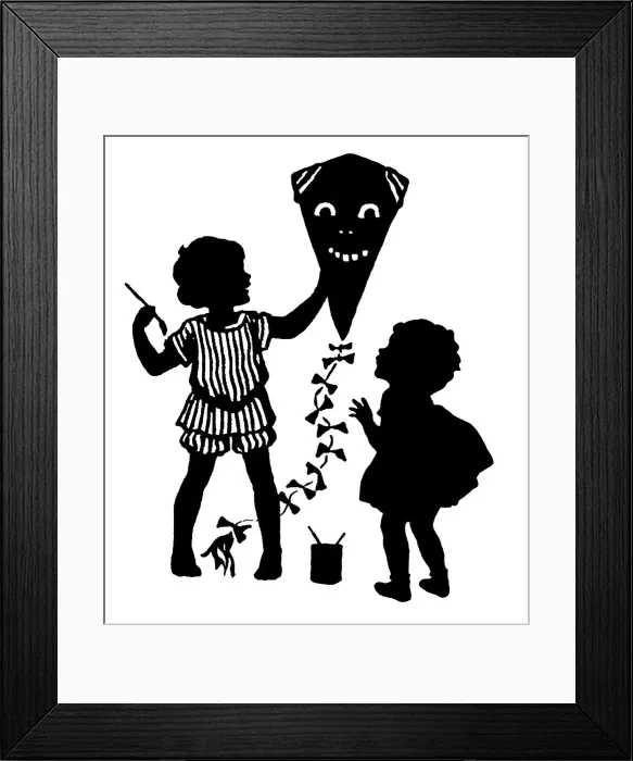 Framed Print : Children with a kite