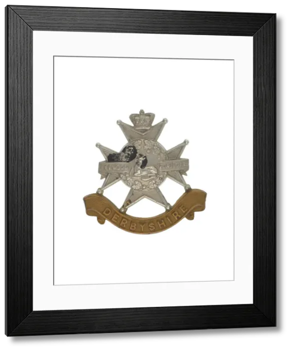 Framed Print : Circa 1900 Other Ranks Cap Badge White Metal Framed Print : Circa 1900 Other Ranks Cap Badge White Metal