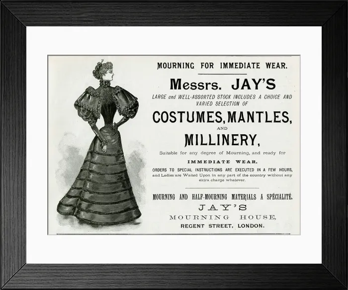 Framed Print : Advert for Jay's mourning clothing 1893 Framed Print : Advert for Jay's mourning clothing 1893