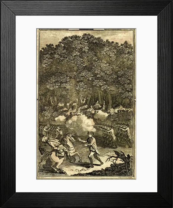 Framed Print : Defeat and death of General Braddock, North America Framed Print : Defeat and death of General Braddock, North America