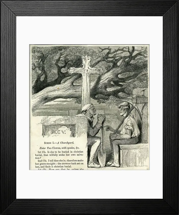 Framed Print : Illustration, Gravediggers scene, Hamlet Framed Print : Illustration, Gravediggers scene, Hamlet