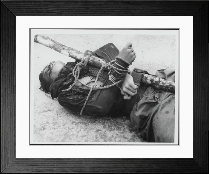 Framed Print : Body of a Malayan Terrorist trussed to a stake Framed Print : Body of a Malayan Terrorist trussed to a stake
