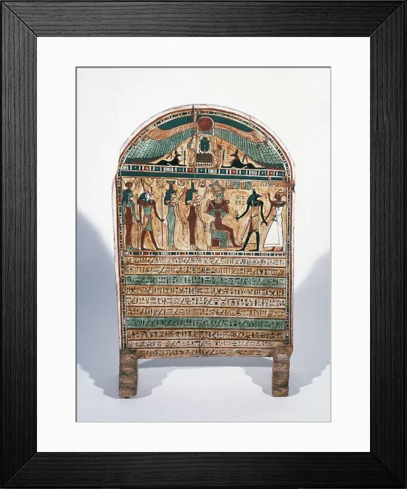 Framed Print : Egypt. Painted wooden stele. The deseased before Osiris Framed Print : Egypt. Painted wooden stele. The deseased before Osiris