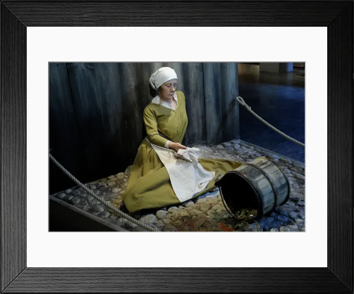 Framed Print : The Black Death. 14th century. Figure of a woman hit by Framed Print : The Black Death. 14th century. Figure of a woman hit by