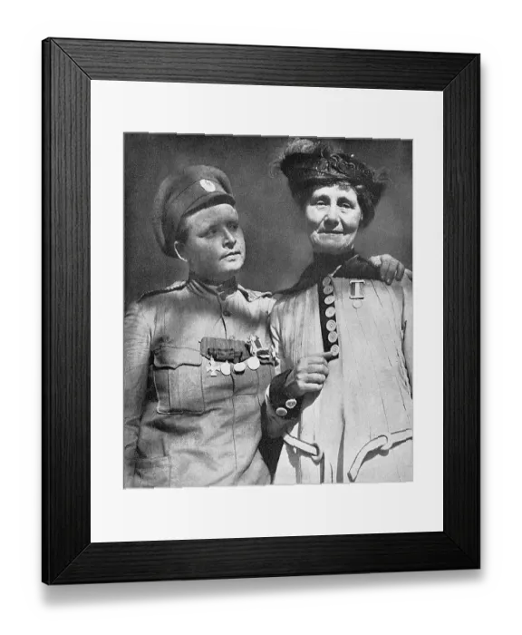 Framed Print : Mrs Pankhurst and Maria Bochkareva, Russia, WW1 Framed Print : Mrs Pankhurst and Maria Bochkareva, Russia, WW1