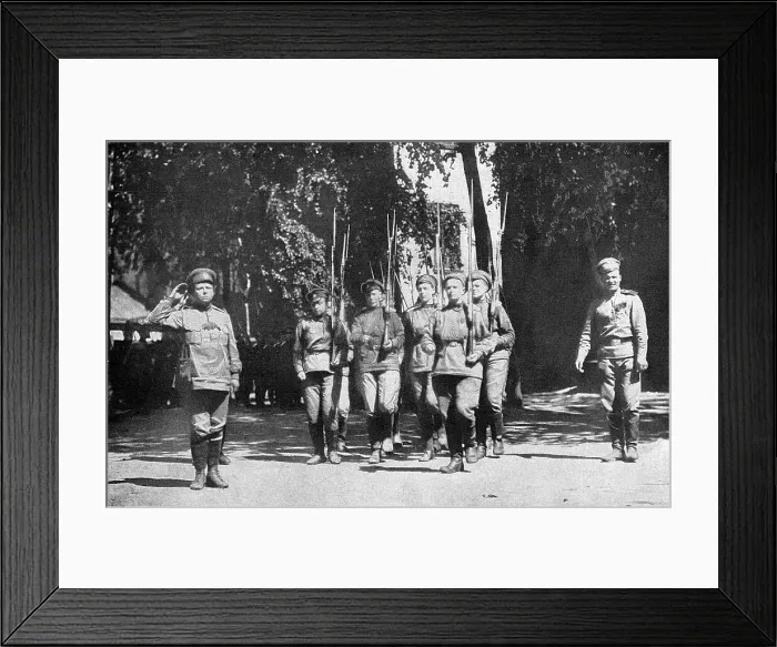 Framed Print : Maria Bochkareva with Women's Battalion, Russia, WW1 Framed Print : Maria Bochkareva with Women's Battalion, Russia, WW1