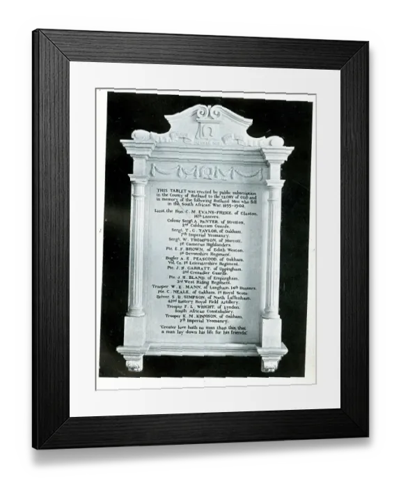 Framed Print : Funerary Monument - Boer War Tablet Framed Print : Funerary Monument - Boer War Tablet