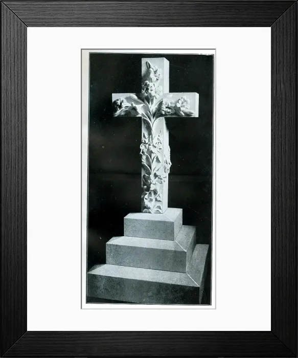 Framed Print : Funerary Monument - Cross with Flowers Framed Print : Funerary Monument - Cross with Flowers