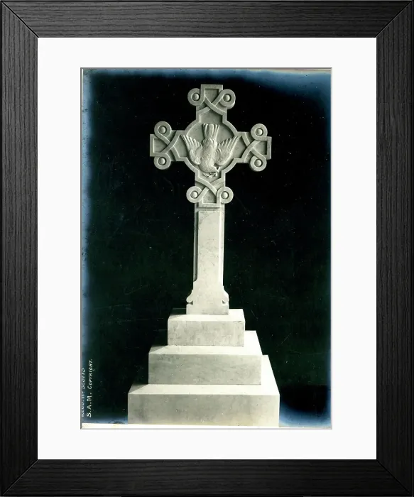 Framed Print : Funerary Monument - Celtic Cross with Bird Framed Print : Funerary Monument - Celtic Cross with Bird