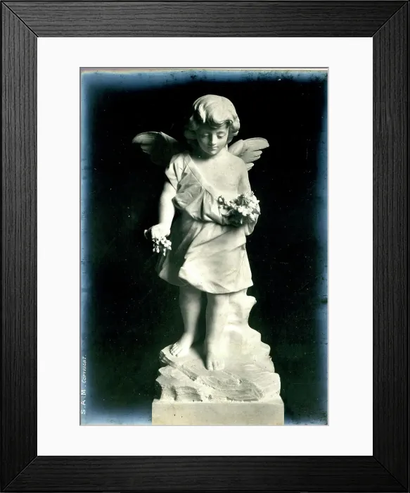 Framed Print : Funerary Monument - Cherub with Flowers Framed Print : Funerary Monument - Cherub with Flowers