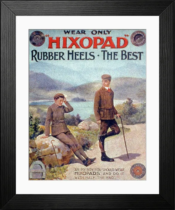Framed Print : Advertisement for Hixopad rubber heels Framed Print : Advertisement for Hixopad rubber heels