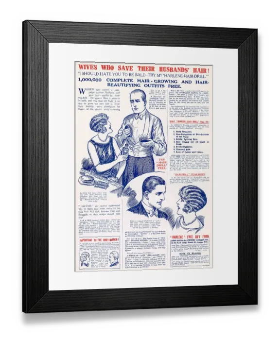 Framed Print : Wives who save their husbands hair! Date: 1925 Framed Print : Wives who save their husbands hair! Date: 1925