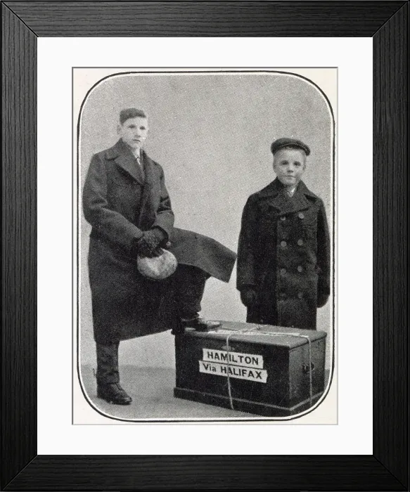 Framed Print : Orphan boy from the National Children's Homes and Orphanages been sent, thinking that he would have more opportunities there. Date: circa 1908 Framed Print : Orphan boy from the National Children's Homes and Orphanages been sent, thinking that he would have more opportunities there. Date: circa 1908
