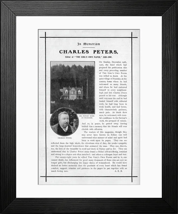 Framed Print : Oct17 Charles Peter Editor Girls Own Paper Death Framed Print : Oct17 Charles Peter Editor Girls Own Paper Death