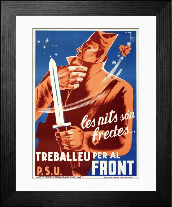 Framed Print : Spanish Civil War poster, The nights are cold, work for Framed Print : Spanish Civil War poster, The nights are cold, work for