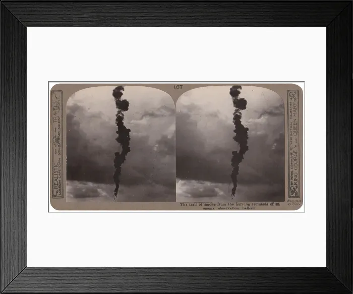 Framed Print : Smoke trail of observation balloon, WW1 Framed Print : Smoke trail of observation balloon, WW1