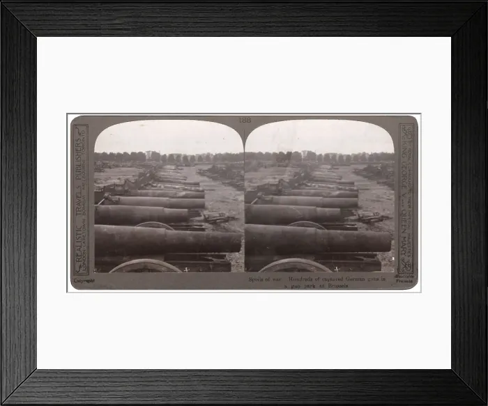 Framed Print : Captured German guns in a park, Brussels, after WW1 Framed Print : Captured German guns in a park, Brussels, after WW1