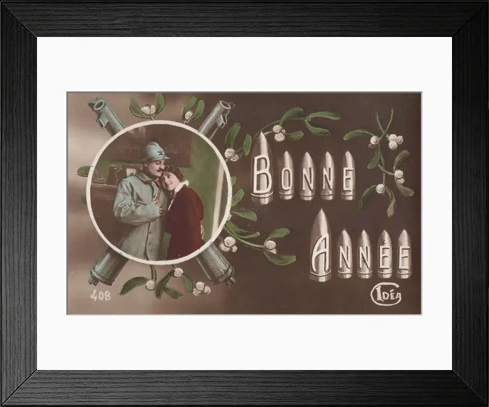 Framed Print : French postcard, Happy New Year, WW1 Framed Print : French postcard, Happy New Year, WW1