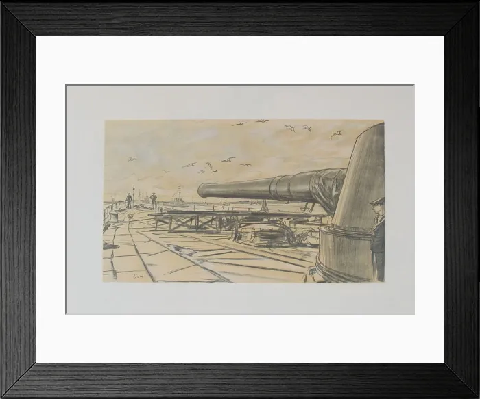 Framed Print : On Board a Battleship, by Muirhead Bone, WW1 Framed Print : On Board a Battleship, by Muirhead Bone, WW1