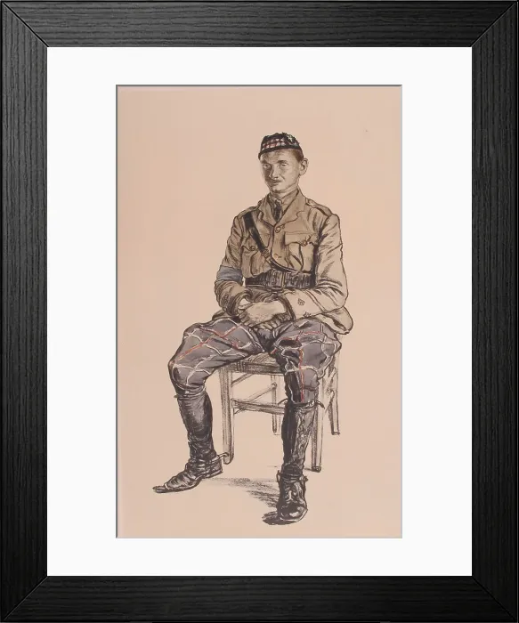Framed Print : Highland officer Georgeson, by Muirhead Bone, WW1 Framed Print : Highland officer Georgeson, by Muirhead Bone, WW1