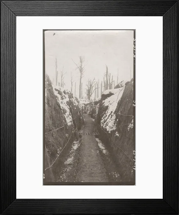 Framed Print : Trench in winter, Western Front, WW1 Framed Print : Trench in winter, Western Front, WW1