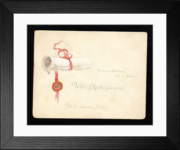 Framed Print : William Shakespeare's Will on a Christmas card Framed Print : William Shakespeare's Will on a Christmas card