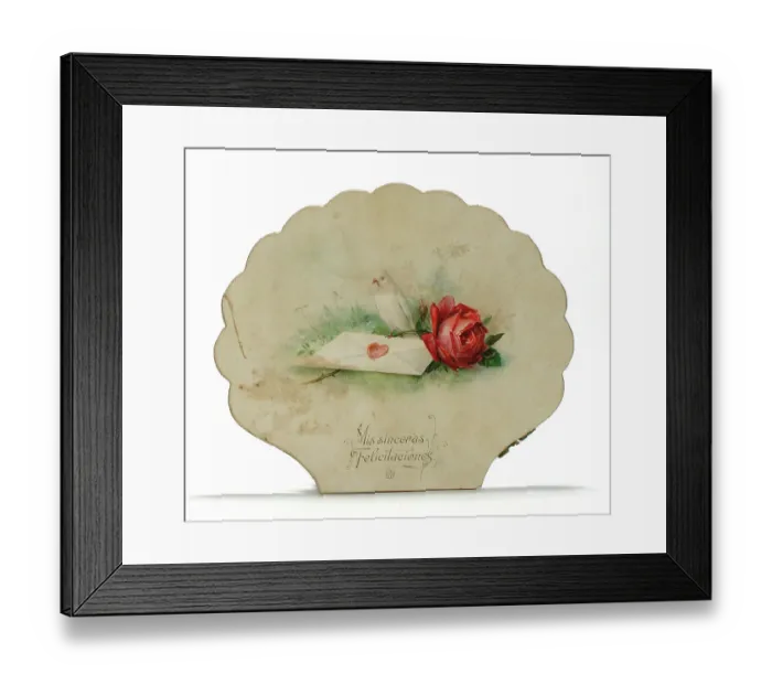 Framed Print : Dove with rose and letter on a Spanish greetings card Framed Print : Dove with rose and letter on a Spanish greetings card