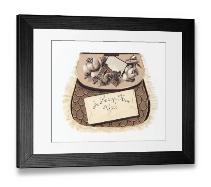 Framed Print : New Year card in the shape of a purse Framed Print : New Year card in the shape of a purse