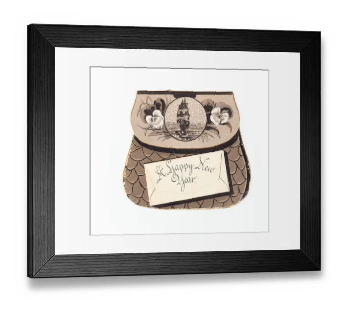 Framed Print : New Year card in the shape of a purse Framed Print : New Year card in the shape of a purse