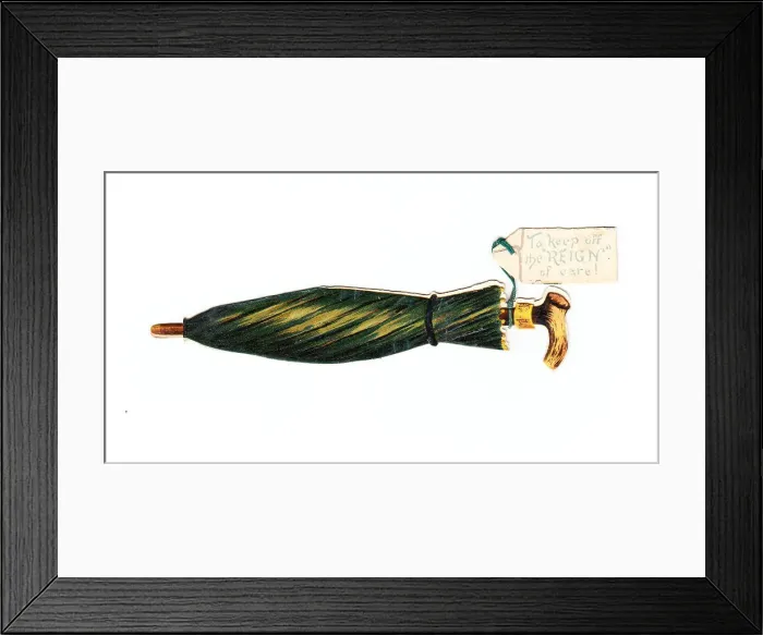 Framed Print : Greetings card in the shape of a rolled umbrella Framed Print : Greetings card in the shape of a rolled umbrella