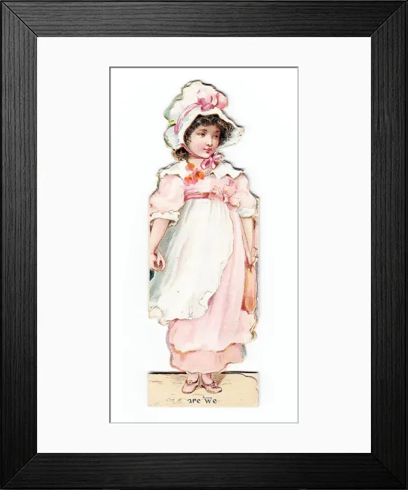 Framed Print : Little girl on a cutout greetings card Framed Print : Little girl on a cutout greetings card