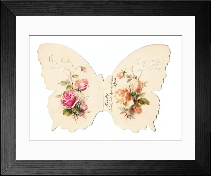 Framed Print : Late Victorian 1890s Card Cards Greetings Insect Framed Print : Late Victorian 1890s Card Cards Greetings Insect