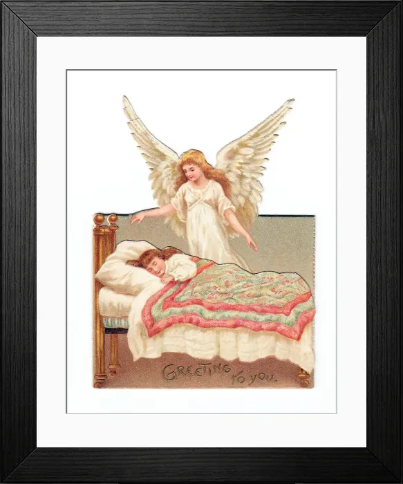 Framed Print : Late Victorian 1890s Greetings Card Christmas Framed Print : Late Victorian 1890s Greetings Card Christmas
