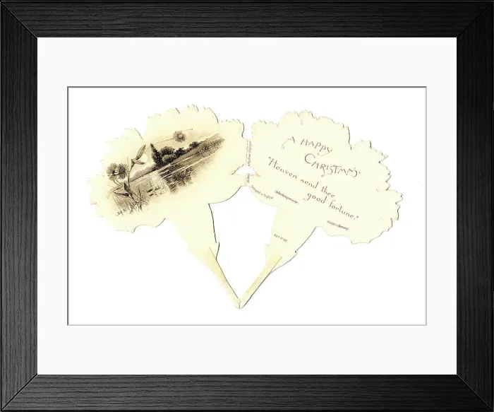 Framed Print : Christmas card in the shape of a white carnation Framed Print : Christmas card in the shape of a white carnation
