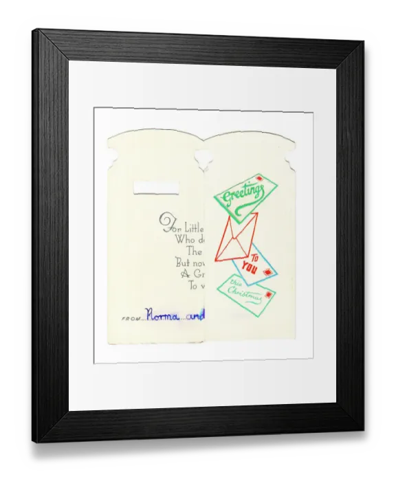 Framed Print : Christmas card in the shape of a red pillar box Framed Print : Christmas card in the shape of a red pillar box