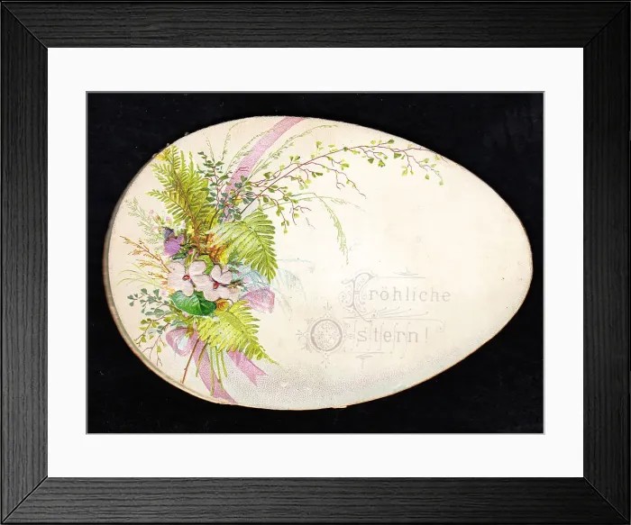 Framed Print : German Easter card in the shape of a decorated egg Framed Print : German Easter card in the shape of a decorated egg