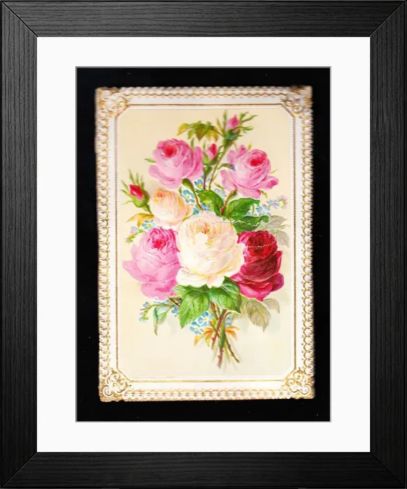Framed Print : Bunch of roses on a greetings card Framed Print : Bunch of roses on a greetings card