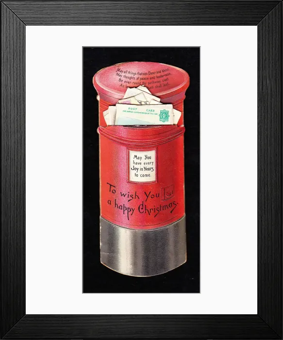 Framed Print : Victorian 1890s Greetings Card Red Pillar Box Framed Print : Victorian 1890s Greetings Card Red Pillar Box