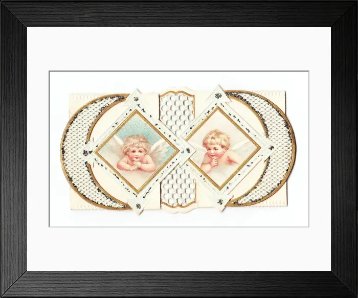 Framed Print : Two cherubs on a greetings card Framed Print : Two cherubs on a greetings card