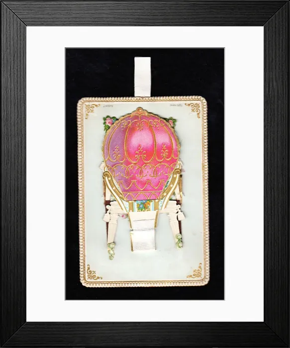 Framed Print : Pink and gold balloon on a movable greetings card Framed Print : Pink and gold balloon on a movable greetings card