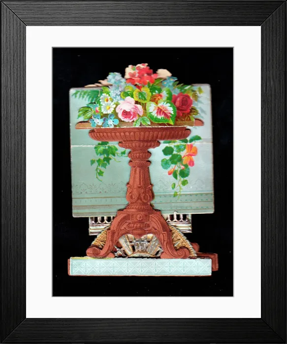 Framed Print : Arrangement of flowers on a table on a Christmas card Framed Print : Arrangement of flowers on a table on a Christmas card