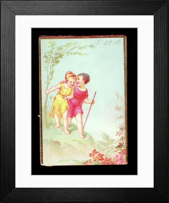 Framed Print : Boy and girl in the country on a romantic greetings card Framed Print : Boy and girl in the country on a romantic greetings card