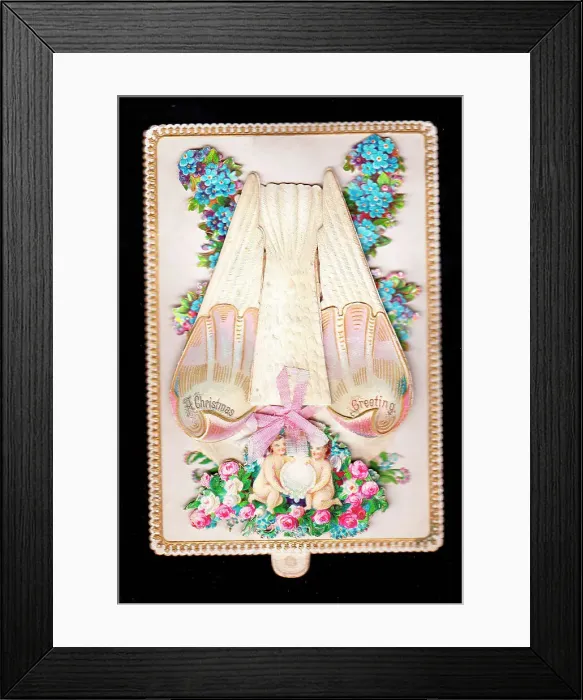 Framed Print : Victorian 1890s Card Greetings Cherub Cherubs Framed Print : Victorian 1890s Card Greetings Cherub Cherubs
