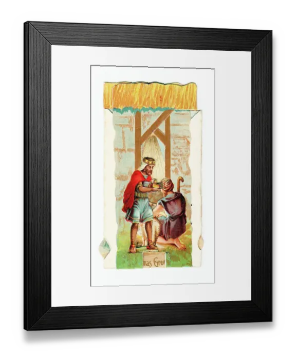 Framed Print : Edwardian 1900s Card Greetings Christmas Xmas Framed Print : Edwardian 1900s Card Greetings Christmas Xmas