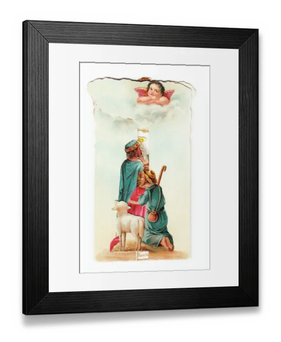 Framed Print : Edwardian 1900s Card Greetings Christmas Xmas Framed Print : Edwardian 1900s Card Greetings Christmas Xmas