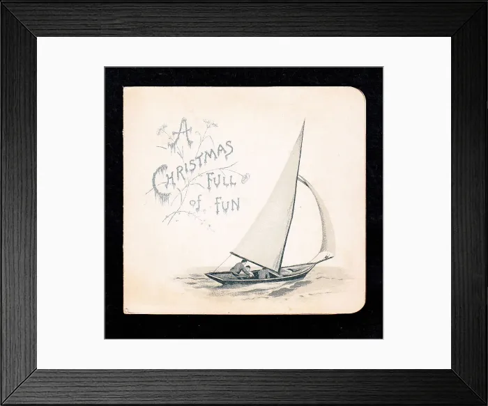 Framed Print : Sailing boat on a Christmas card Framed Print : Sailing boat on a Christmas card