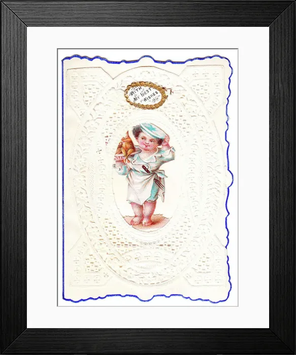 Framed Print : Victorian 1890s Card Greetings White Ornate Lace Framed Print : Victorian 1890s Card Greetings White Ornate Lace