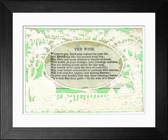 Framed Print : Victorian 1890s Card Greetings Pale Green White Framed Print : Victorian 1890s Card Greetings Pale Green White