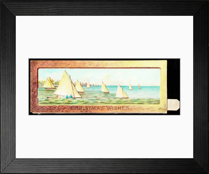 Framed Print : Sailing boats on a panoramic Christmas card Framed Print : Sailing boats on a panoramic Christmas card